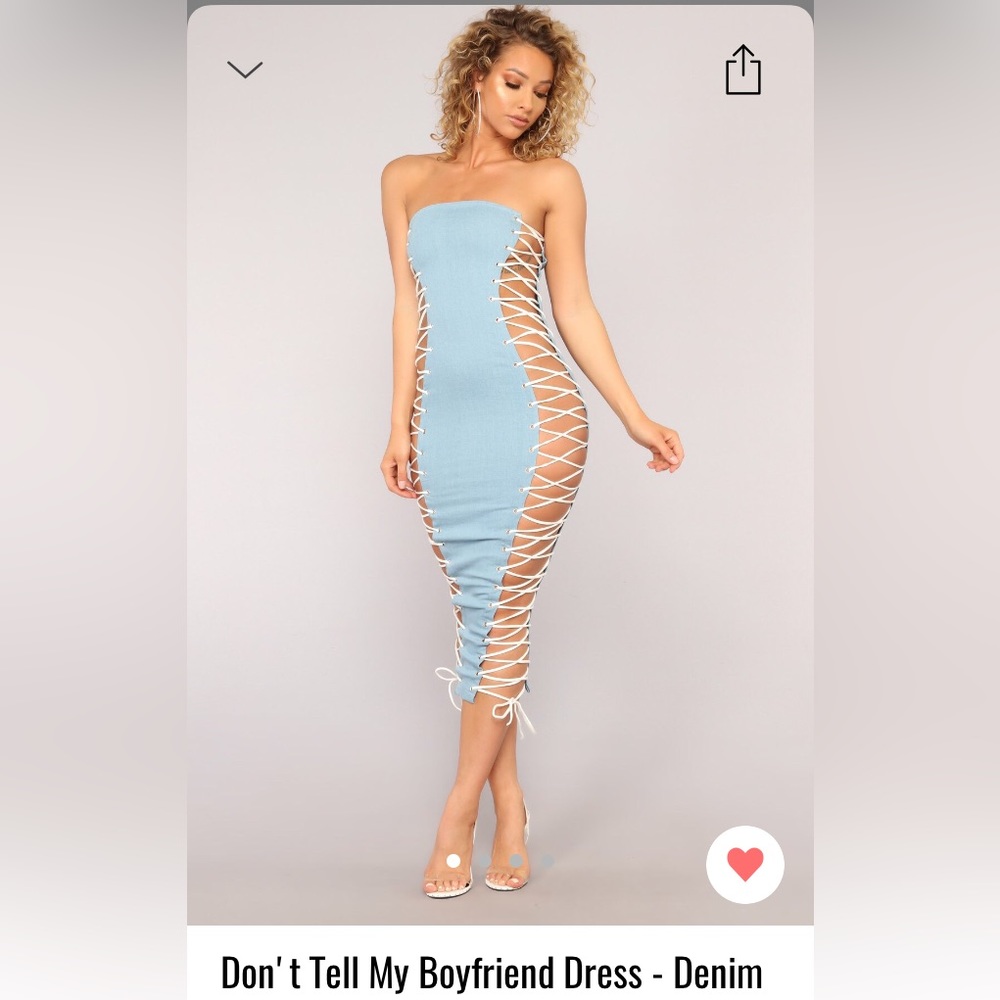 Fashion Nova Don’t Tell My Boyfriend Dress Strapless Denim